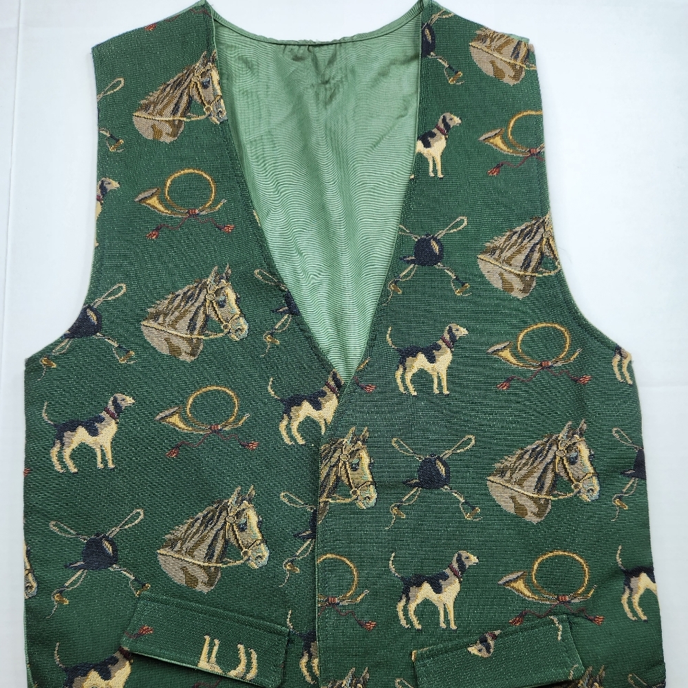 Green Equestrian Patterned Vest - Women's